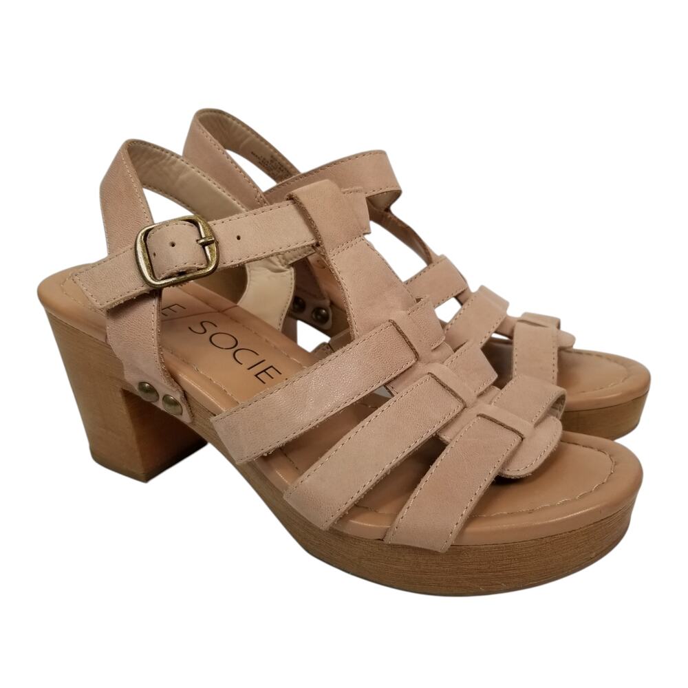 Sole Society Nermila Women's Block Heel Strappy Open Toe Platform Sandals 6.5